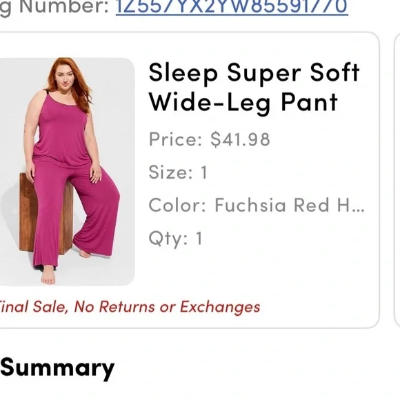 Torrid Super Soft Fuschia Full Length Wide Leg Sleep Pants Size 1X - Picture 2 of 9